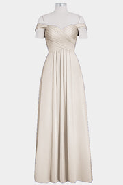 Chiffon Column Off the Shoulder Sleeveless Bridesmaid Dress-B14015