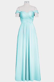 Chiffon Column Off the Shoulder Sleeveless Bridesmaid Dress-B14015