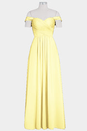 Chiffon Column Off the Shoulder Sleeveless Bridesmaid Dress-B14015