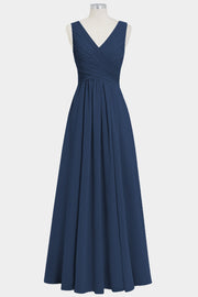 Chiffon Column V-Neck Sleeveless Bridesmaid Dress-B14021