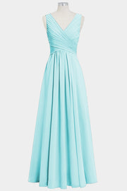 Chiffon Column V-Neck Sleeveless Bridesmaid Dress-B14021