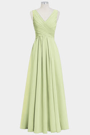 Chiffon Column V-Neck Sleeveless Bridesmaid Dress-B14021