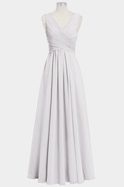 Chiffon Column V-Neck Sleeveless Bridesmaid Dress-B14021