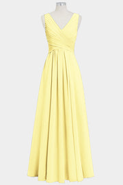 Chiffon Column V-Neck Sleeveless Bridesmaid Dress-B14021