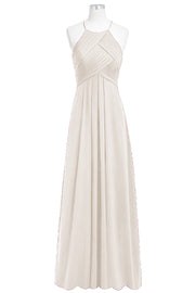 Chiffon Column Halter Sleeveless Bridesmaid Dress-B14023