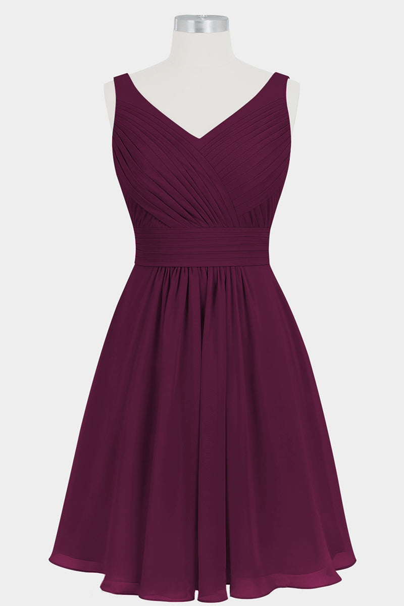 Chiffon Column V-Neck Sleeveless Bridesmaid Dress-B14024