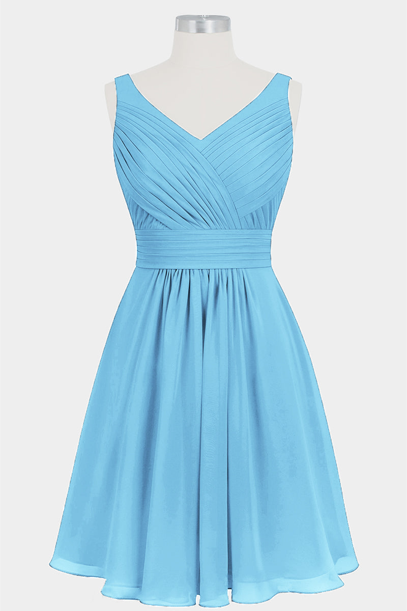 Chiffon Column V-Neck Sleeveless Bridesmaid Dress-B14024