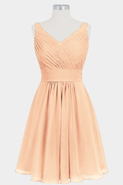 Chiffon Column V-Neck Sleeveless Bridesmaid Dress-B14024