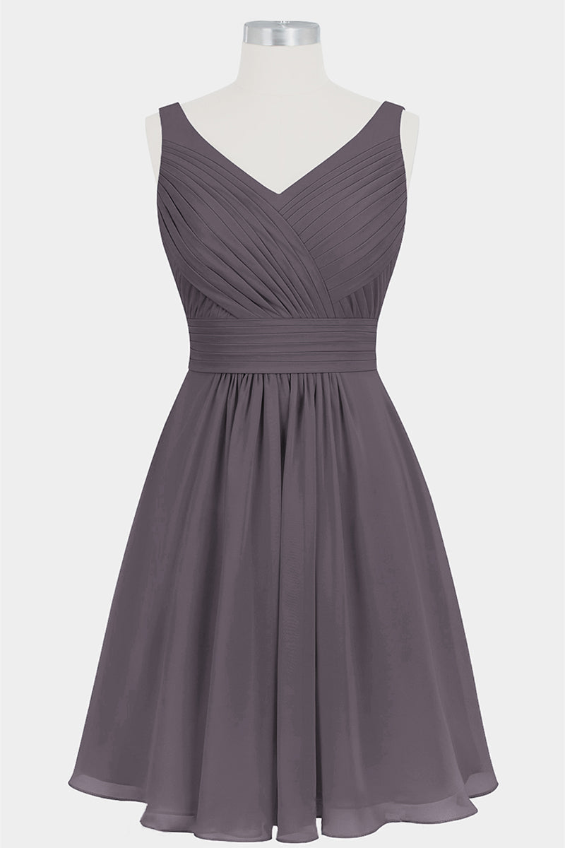 Chiffon Column V-Neck Sleeveless Bridesmaid Dress-B14024