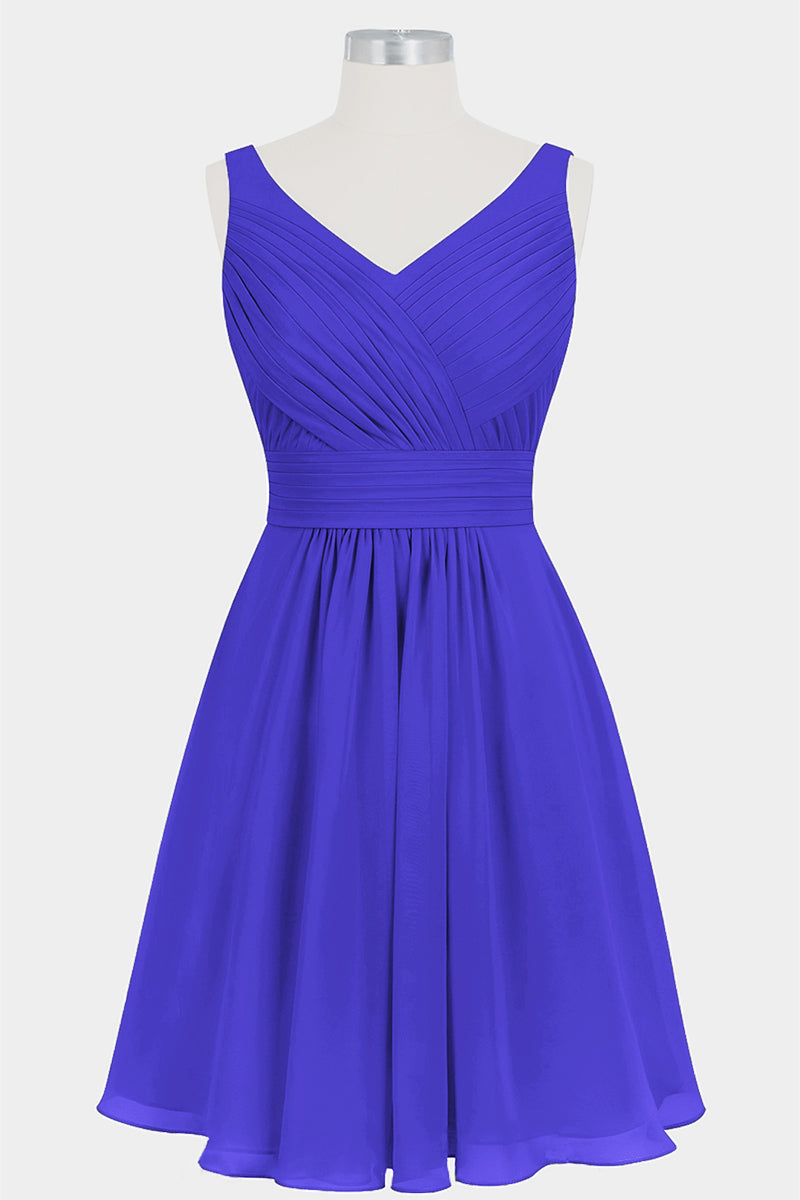 Chiffon Column V-Neck Sleeveless Bridesmaid Dress-B14024