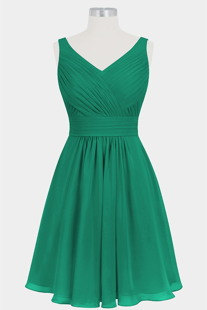 Chiffon Column V-Neck Sleeveless Bridesmaid Dress-B14024