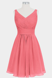 Chiffon Column V-Neck Sleeveless Bridesmaid Dress-B14024