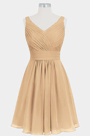 Chiffon Column V-Neck Sleeveless Bridesmaid Dress-B14024