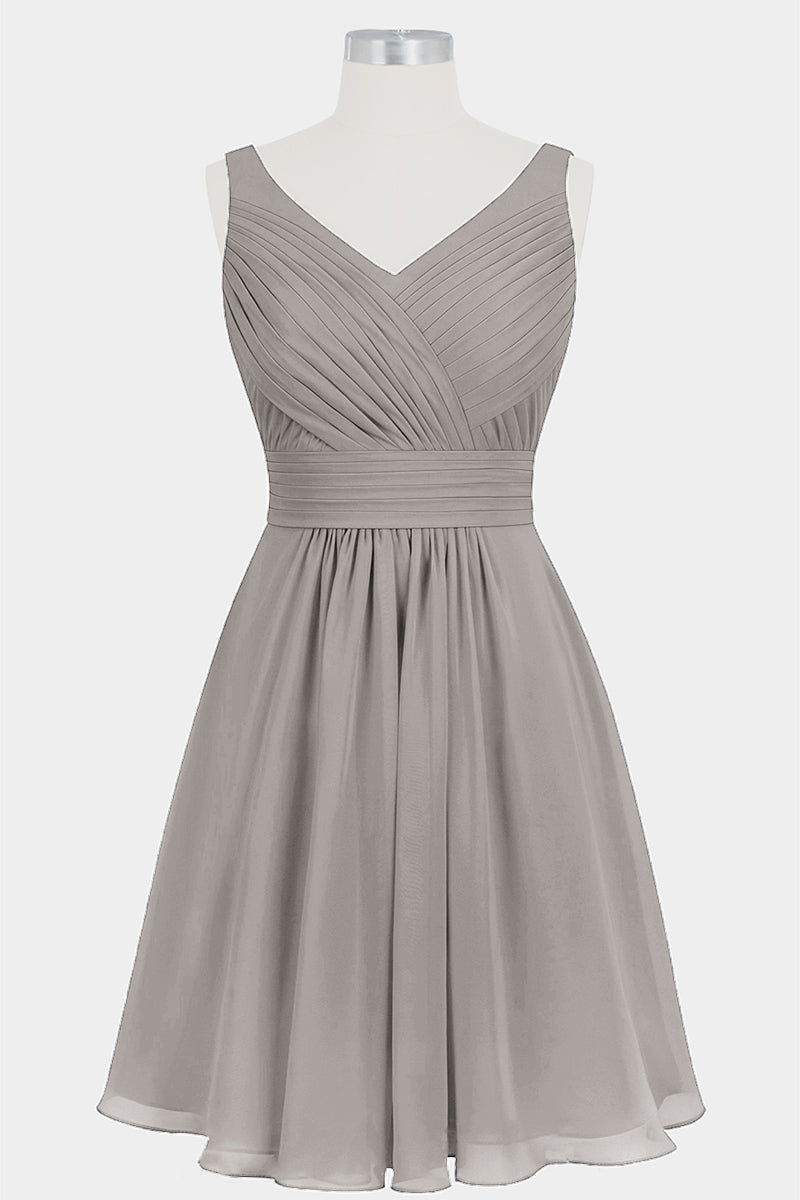 Chiffon Column V-Neck Sleeveless Bridesmaid Dress-B14024