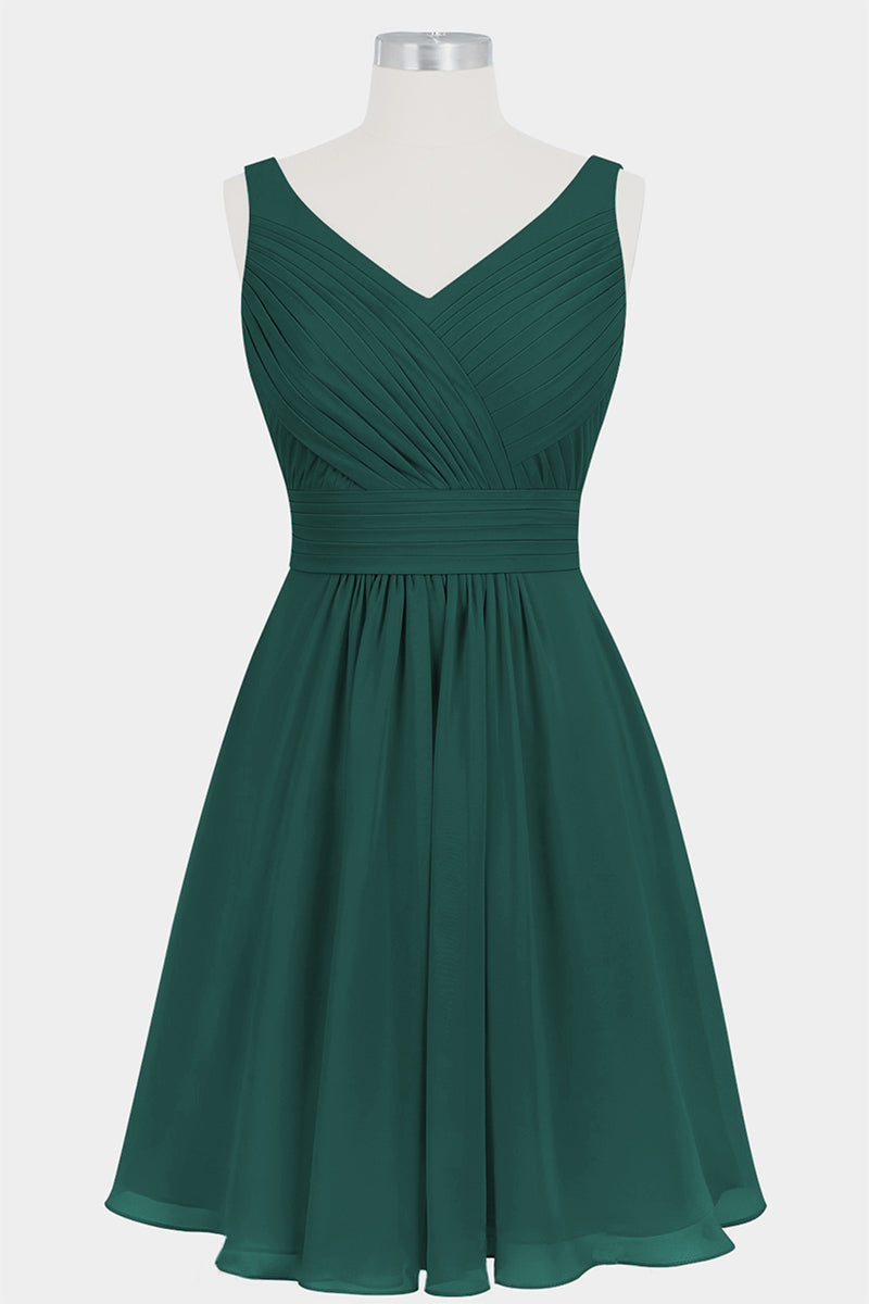 Chiffon Column V-Neck Sleeveless Bridesmaid Dress-B14024