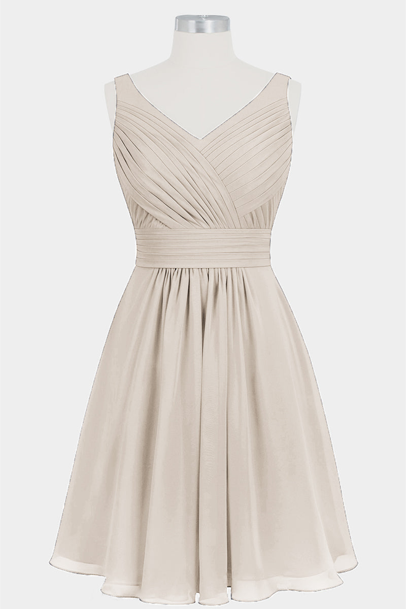 Chiffon Column V-Neck Sleeveless Bridesmaid Dress-B14024