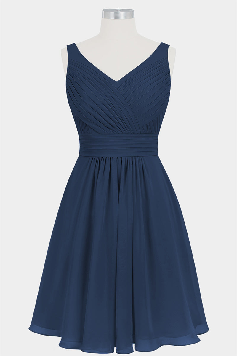 Chiffon Column V-Neck Sleeveless Bridesmaid Dress-B14024