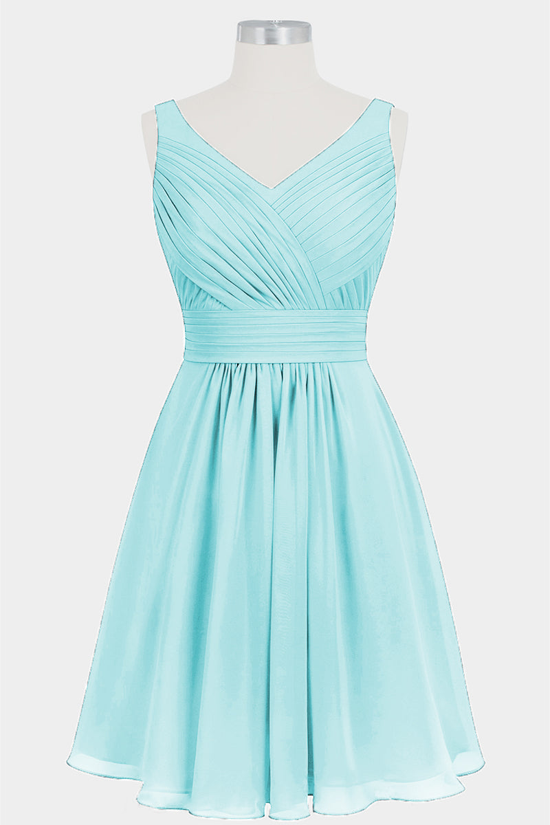 Chiffon Column V-Neck Sleeveless Bridesmaid Dress-B14024