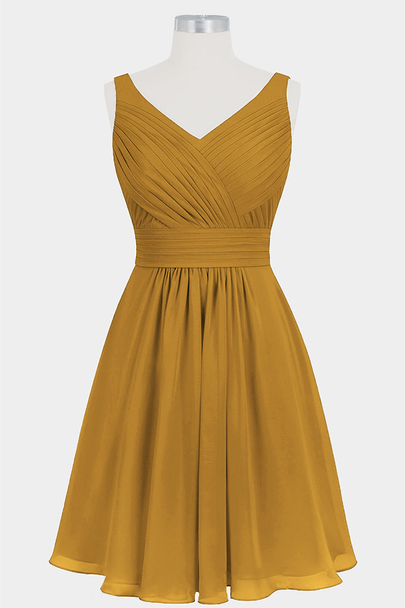 Chiffon Column V-Neck Sleeveless Bridesmaid Dress-B14024