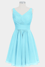 Chiffon Column V-Neck Sleeveless Bridesmaid Dress-B14024