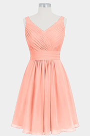 Chiffon Column V-Neck Sleeveless Bridesmaid Dress-B14024