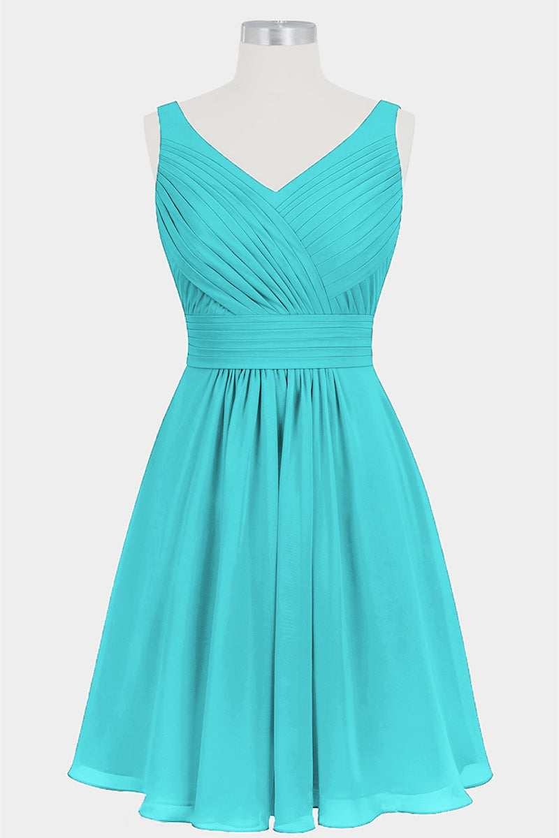 Chiffon Column V-Neck Sleeveless Bridesmaid Dress-B14024