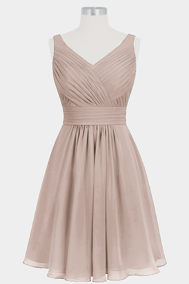 Chiffon Column V-Neck Sleeveless Bridesmaid Dress-B14024