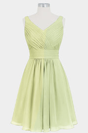 Chiffon Column V-Neck Sleeveless Bridesmaid Dress-B14024