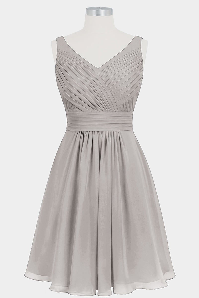 Chiffon Column V-Neck Sleeveless Bridesmaid Dress-B14024