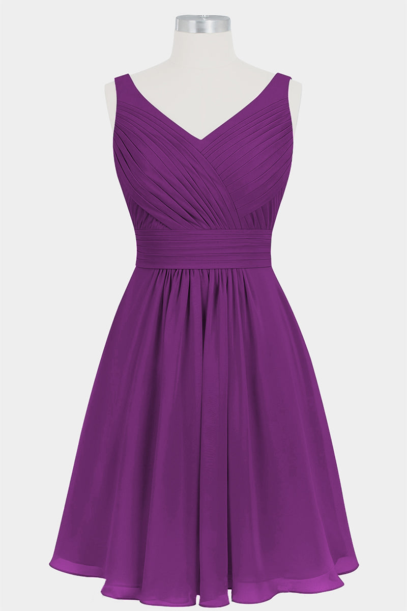 Chiffon Column V-Neck Sleeveless Bridesmaid Dress-B14024
