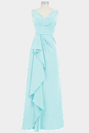 Chiffon Column V-Neck Sleeveless Bridesmaid Dress-B14028