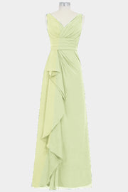 Chiffon Column V-Neck Sleeveless Bridesmaid Dress-B14028