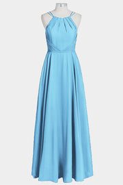 Chiffon Column Spaghetti Straps Sleeveless Bridesmaid Dress-B14038