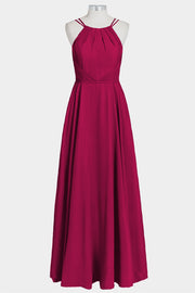 Chiffon Column Spaghetti Straps Sleeveless Bridesmaid Dress-B14038