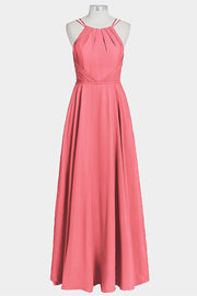 Chiffon Column Spaghetti Straps Sleeveless Bridesmaid Dress-B14038