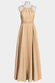 Chiffon Column Spaghetti Straps Sleeveless Bridesmaid Dress-B14038