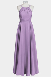 Chiffon Column Spaghetti Straps Sleeveless Bridesmaid Dress-B14038