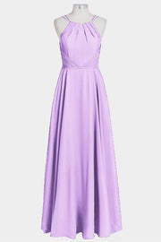 Chiffon Column Spaghetti Straps Sleeveless Bridesmaid Dress-B14038