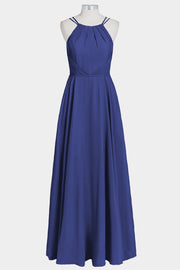 Chiffon Column Spaghetti Straps Sleeveless Bridesmaid Dress-B14038