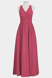 Chiffon Column V-Neck Sleeveless Bridesmaid Dress-B14041