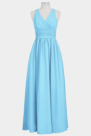 Chiffon Column V-Neck Sleeveless Bridesmaid Dress-B14041