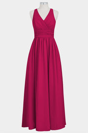 Chiffon Column V-Neck Sleeveless Bridesmaid Dress-B14041