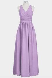 Chiffon Column V-Neck Sleeveless Bridesmaid Dress-B14041