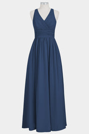 Chiffon Column V-Neck Sleeveless Bridesmaid Dress-B14041