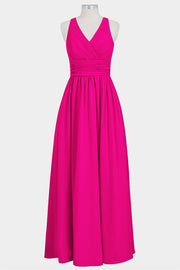 Chiffon Column V-Neck Sleeveless Bridesmaid Dress-B14041