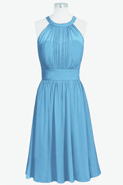 Chiffon Column Halter Sleeveless Bridesmaid Dress-B14068