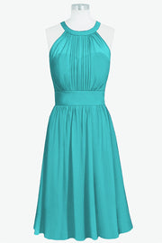 Chiffon Column Halter Sleeveless Bridesmaid Dress-B14068