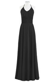 Chiffon Column Halter Sleeveless Bridesmaid Dress-B14073