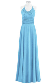 Chiffon Column Halter Sleeveless Bridesmaid Dress-B14073
