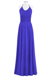 Chiffon Column Halter Sleeveless Bridesmaid Dress-B14073